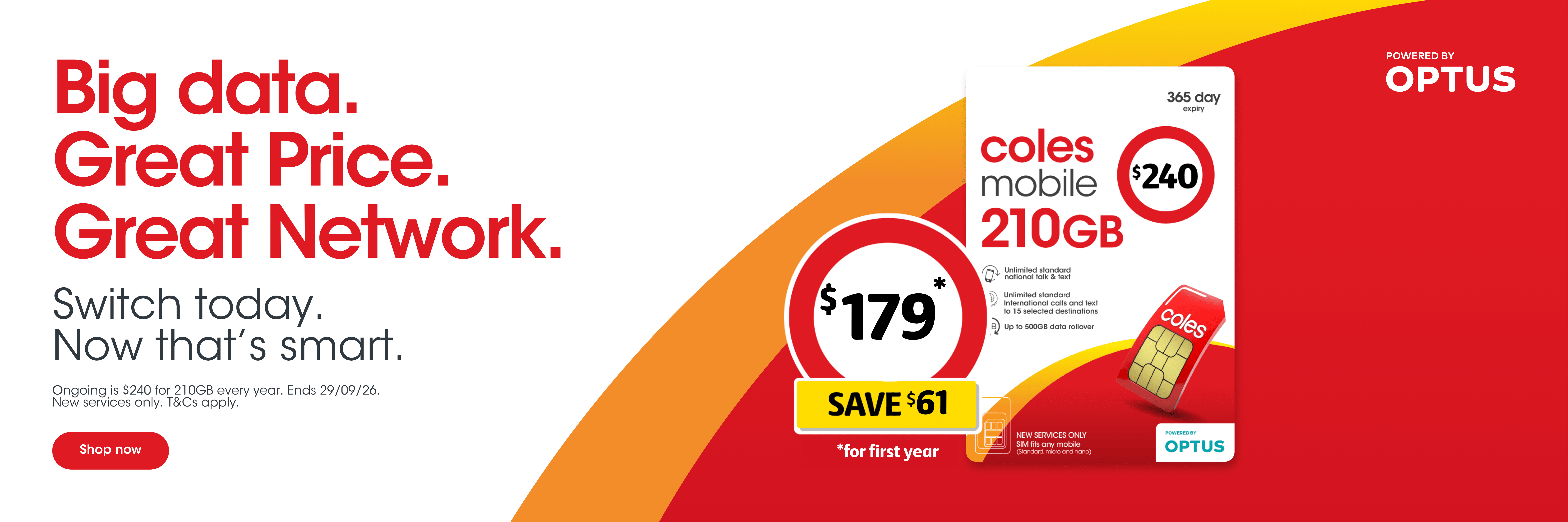 Coles Mobile 365 Day Plan $179 ($240) + more up to 60% off Coles Mobile deals
